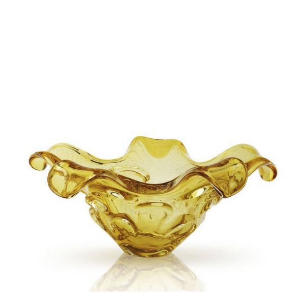 Centro de Mesa Escamas Cristal Murano Âmbar 45cm