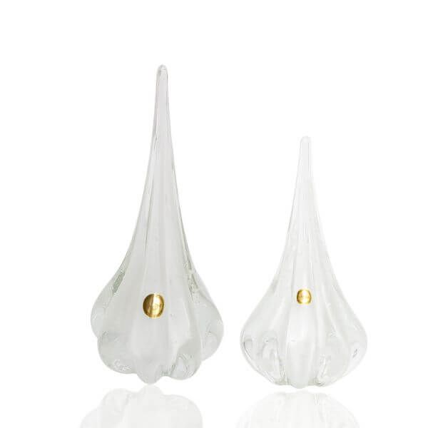 Par de Gotas Escultura Cristal Murano Quartzo Pérola
