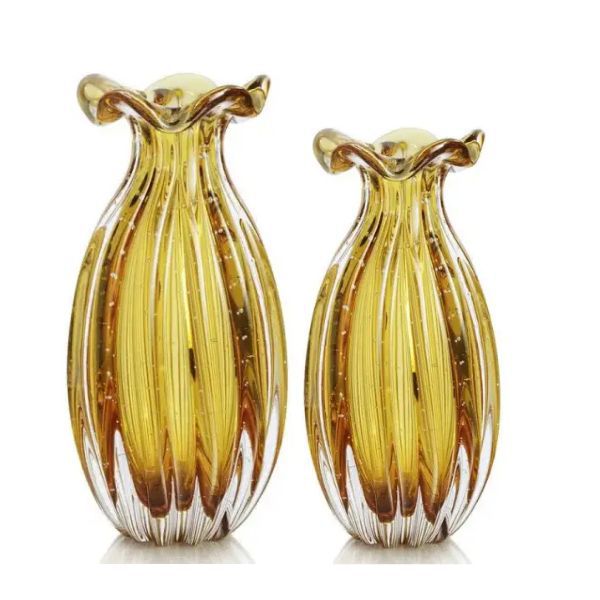 Par de Vasos Murano Trouxinha Âmbar