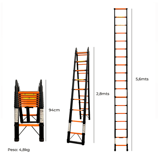 Escada Telescópica 18 Degraus Retratil Btech