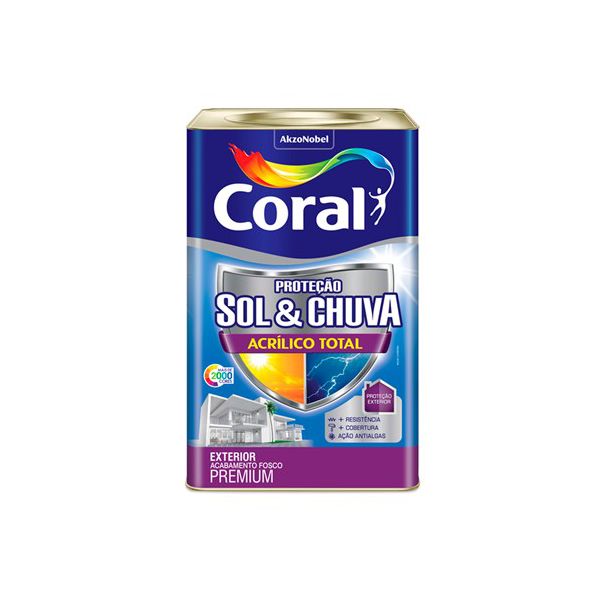 TINTA ACRÍLICA BRANCA PROTEÇAO SOL E CHUVA 18L CORAL