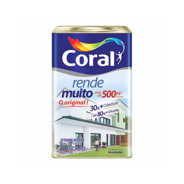 TINTA ACRÍLICA FOSCO BRANCO NEVE RENDE MUITO 18L CORAL