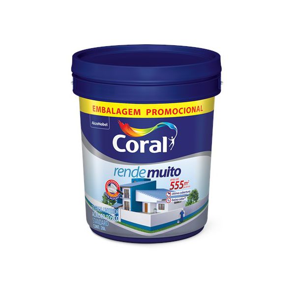 TINTA ACRÍLICA FOSCO BRANCO NEVE RENDE MUITO 20L CORAL