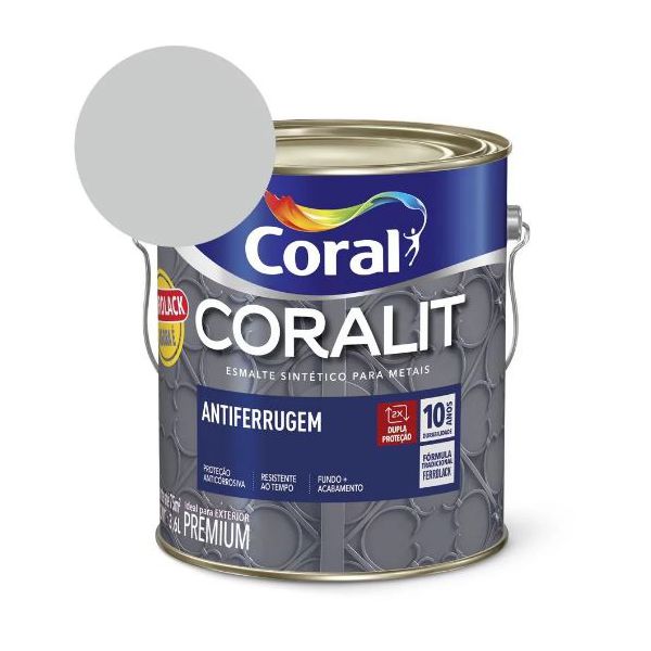 ESMALTE SINTÉTICO CORALIT ANTIFERRUGEM PLATINA 3,6 L CORAL