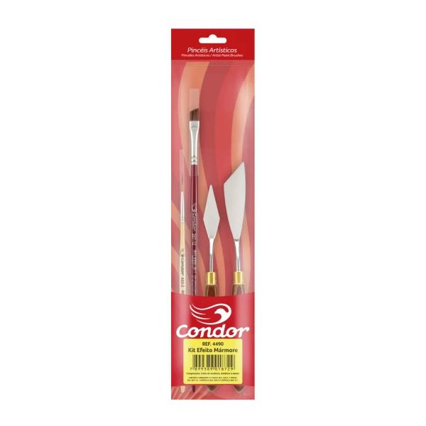 CONDOR PINCEL+ESP. EFEITO MARMORE 4PCS