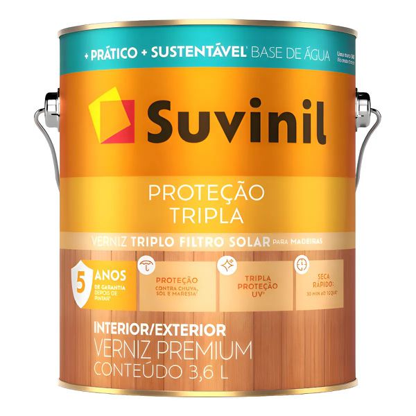SUVINIL VERNIZ TRIPLA PROTEÇÃO BASE AGUA NATURAL BRILHANTE 3,6LT