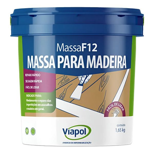 VIAPOL MASSA MADEIRA F12 BRANCA 1,65KG