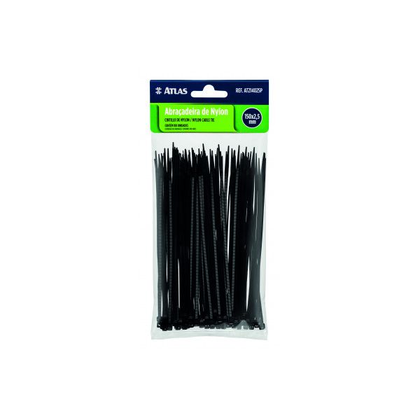 ATLAS ABRACADEIRA PLAST PR 280X3,6MM PCT 100UN AT228036P