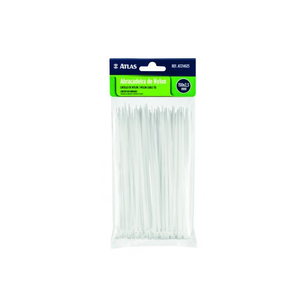 ATLAS ABRACADEIRA PLASTICA BRANCA 100X2,5MM