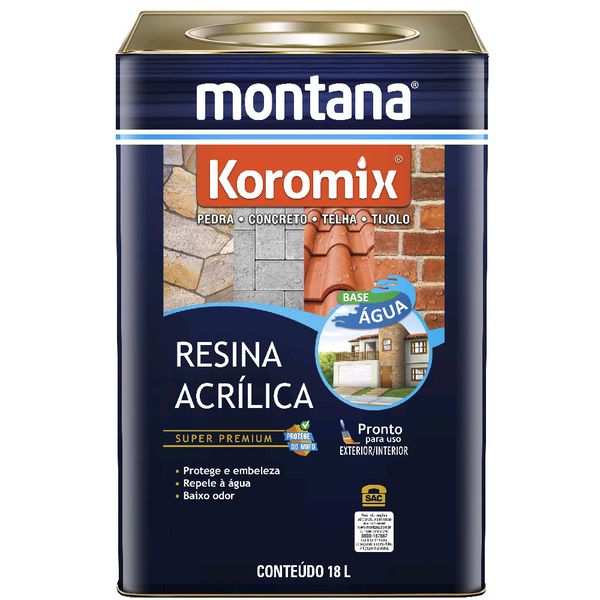 MONTANA KOROMIX RESINA ACRÍLICA ÁGUA INCOLOR 18L