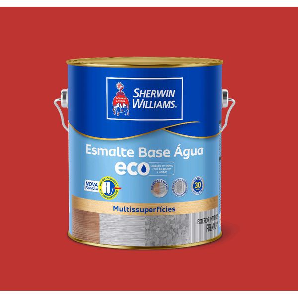 Tinta Esmalte Base Agua Eco Brilhante Vermelho Sherwin Williams 3,6l