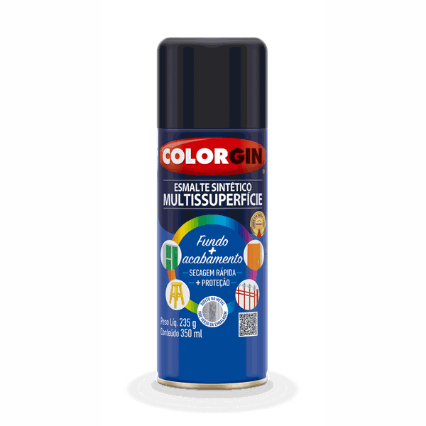 Tinta Spray Colorgin Esmalte MultisuperfÍcies Preto