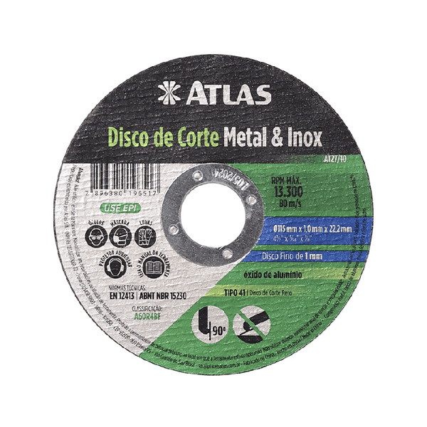 ATLAS DISCO DE CORTE METAL INOX 115X1"