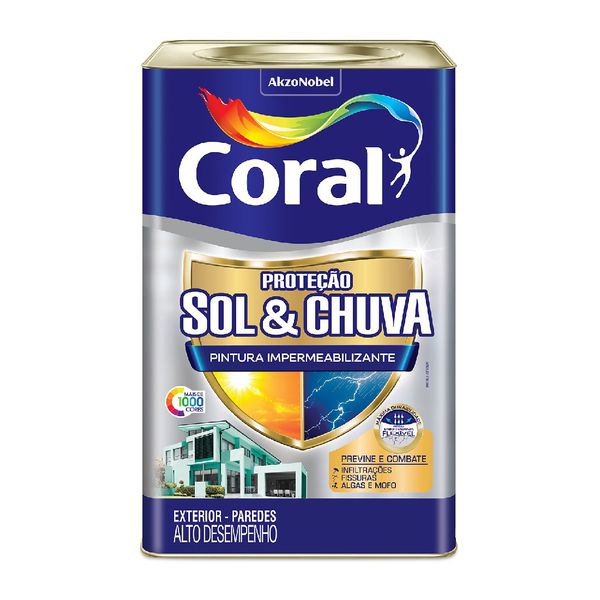 Tinta acrílica fosco 18L Coral Sol e Chuva Impermeabilizante