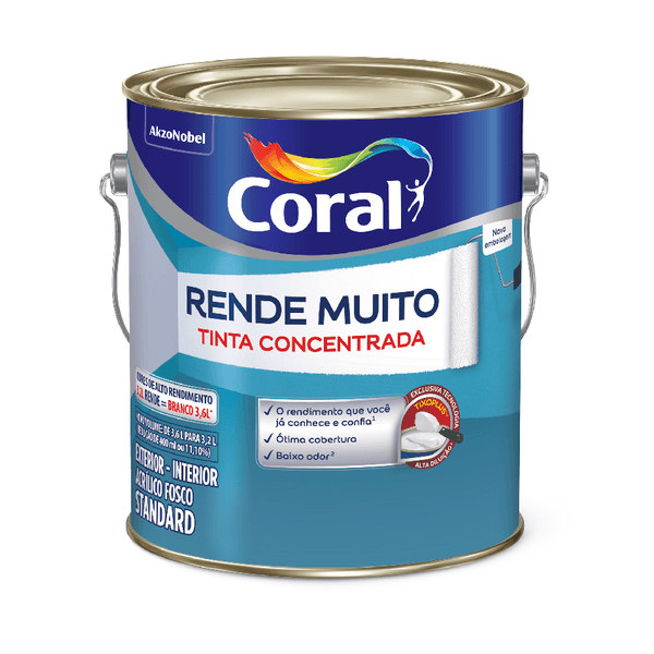 Tinta acrílica fosco 3,6L Coral Rende Muito