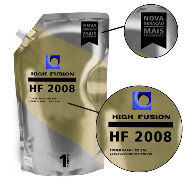 Pó para toner Compatível HP HF2008 High Fusion 1kg 285a 83a 105a 26a 217a 218a 280a 05a 