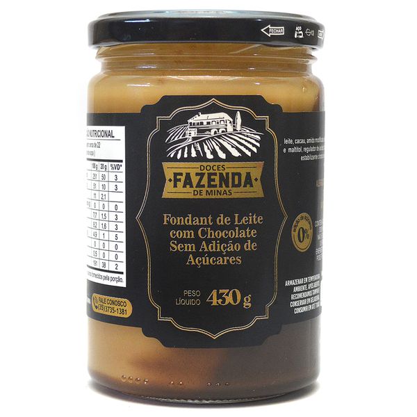 Doce de Leite com Chocolate Zero Açúcar 430g Fazenda de Minas