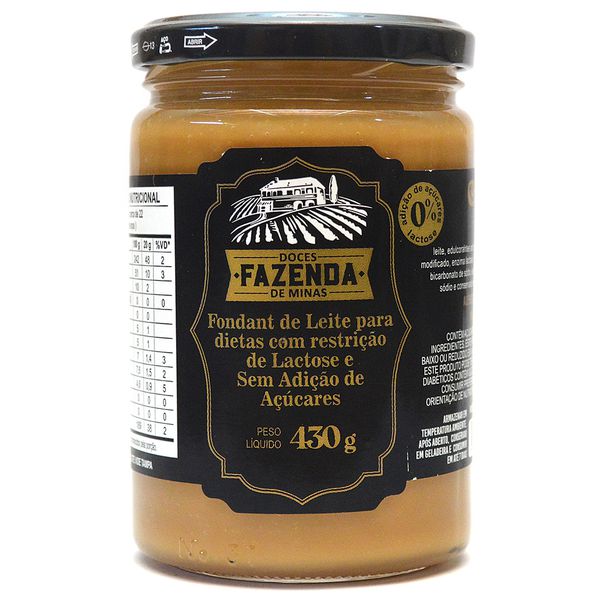 Doce de Leite Zero Lactose e Zero Açúcar 430g Fazenda de Minas