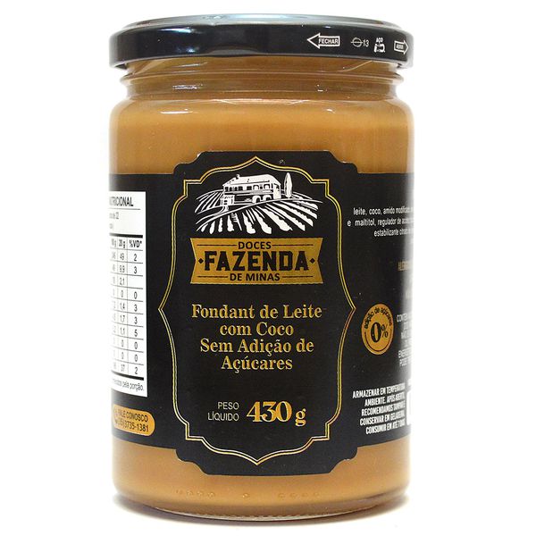 Doce de Leite com Coco Zero Açúcar 430g Fazenda de Minas