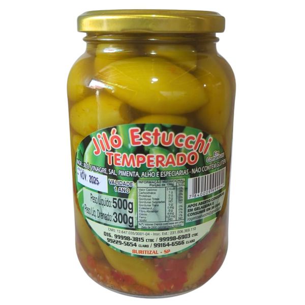 Jiló em Conserva Temperado 500 gramas Estucchi