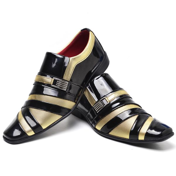 Sapato social sales preto com dourado