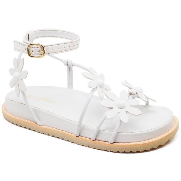 Sandalia Birken Feminina Papete De Slide Tiras Com Flores Branco