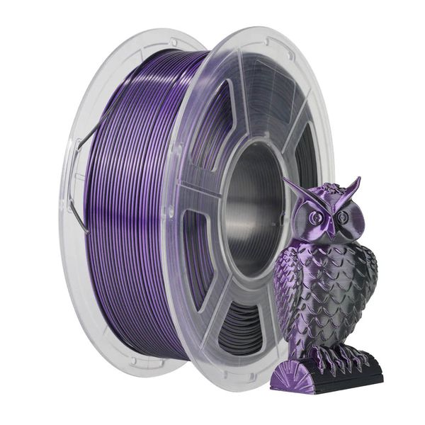 Filamento PLA+ Silk Duas Cores 1.75mm 1kg - Preto e Roxo