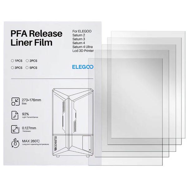 Fep Film PFA Elegoo Saturn - KIT 5 UN