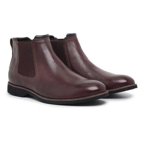 Bota Casual Masculina Chelsea Couro Marrom
