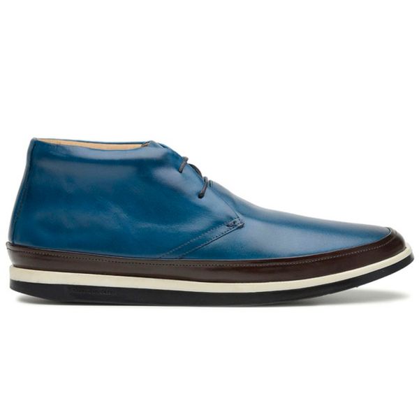 Bota Casual Masculina em Couro Legítimo Azul