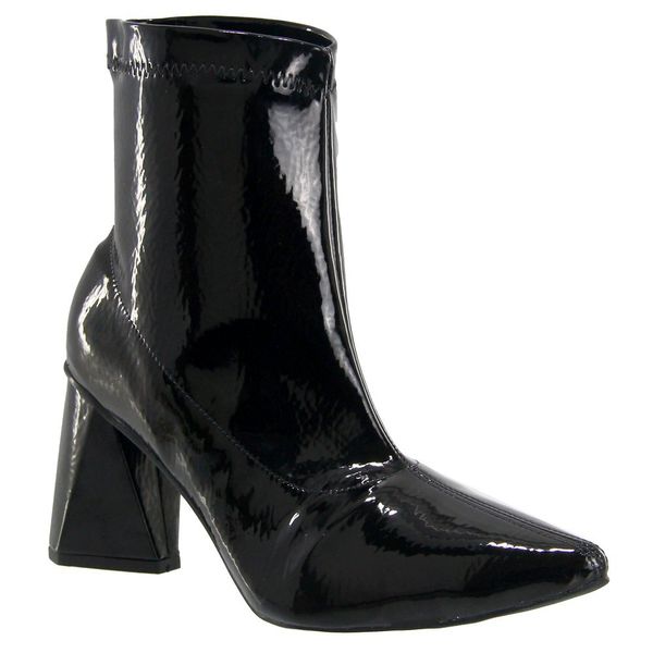 Bota preta cheap verniz cano curto