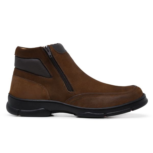 Bota Ortopédica Masculina em Couro Nobuck com Zíper na Lateral cor Oliva Frete Grátis