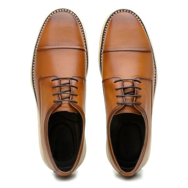 Sapato Casual Masculino com Cadar o Couro Caramelo Torani Cal ados