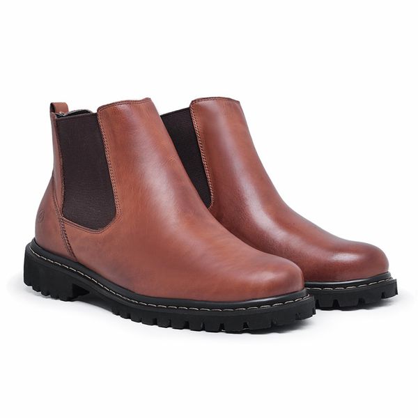 Bota Masculina Chelsea Tratorada Couro Marrom