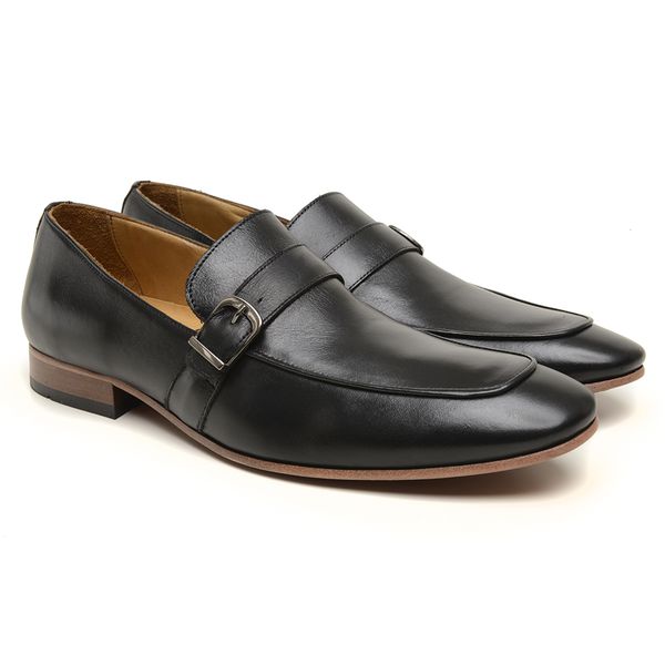 Sapato Casual Loafer Masculino Couro Preto