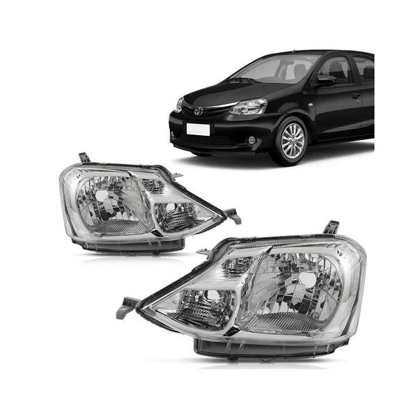 Farol Etios 2013 Em Diante Carcaça Cinza Máscara Cromada 