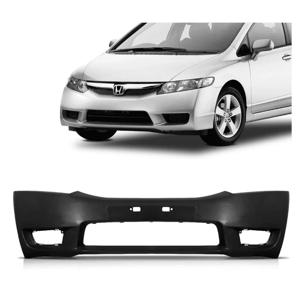 Parachoque Dianteiro Honda Civic 2009 a 2011 C/ Moldura de Placa Preto Liso 