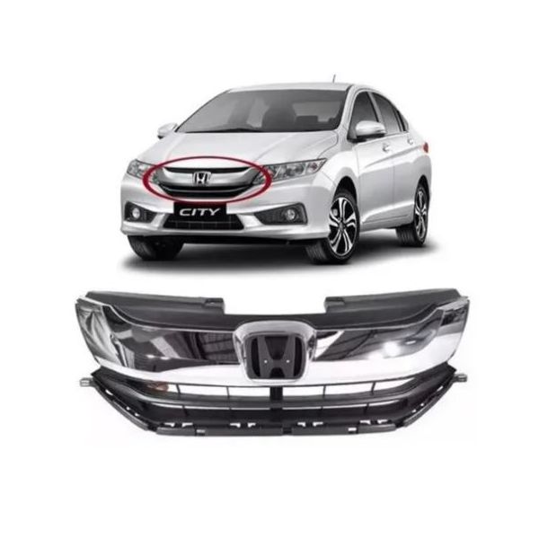 Grade Honda City 2015 á 2017 Preto C/ Friso Cromado 