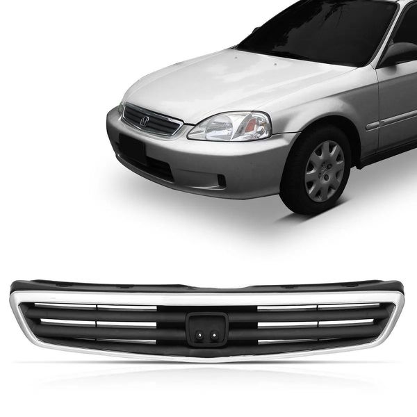Grade Honda Civic 1999 e 2000 Preto C/ Moldura Cromado 