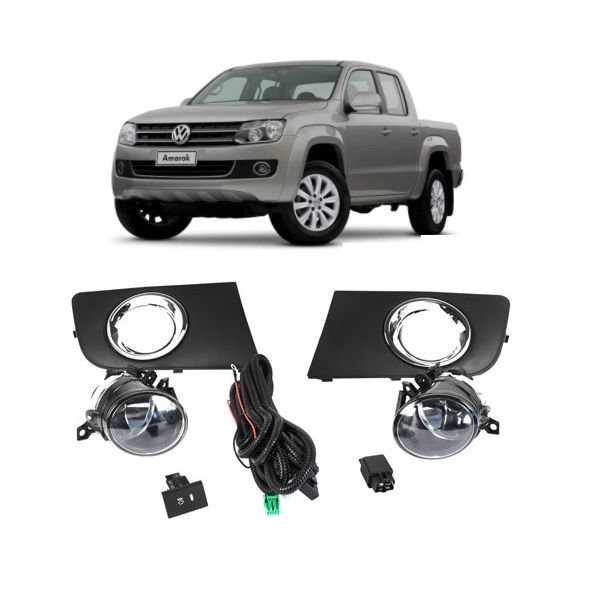 Farol de Milha Amarok 2010 á 2017 Com Grade Botão Modelo Original Quadrado Jogo 