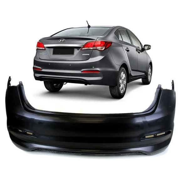 Parachoque Traseiro HB-20 Sedan 2016 á 2019 Preto Liso S/ Furo do Sensor 