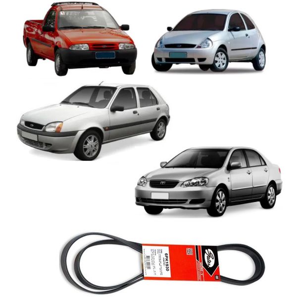 Correia Poly V Ka, Fiesta e Courier Endura até 1999; Corolla 2001 até 2008 