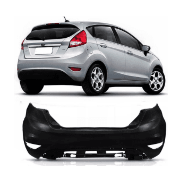 Parachoque Traseiro New FIesta Hatch 2014 á 2018 Modelo Nacional Preto Liso 