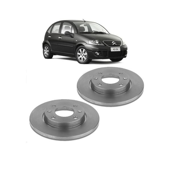 Disco de Freio Dianteiro C-3 2003 Em Diante C-4, Berlingo, Peugeot 206, 207, Partner Sólido Par