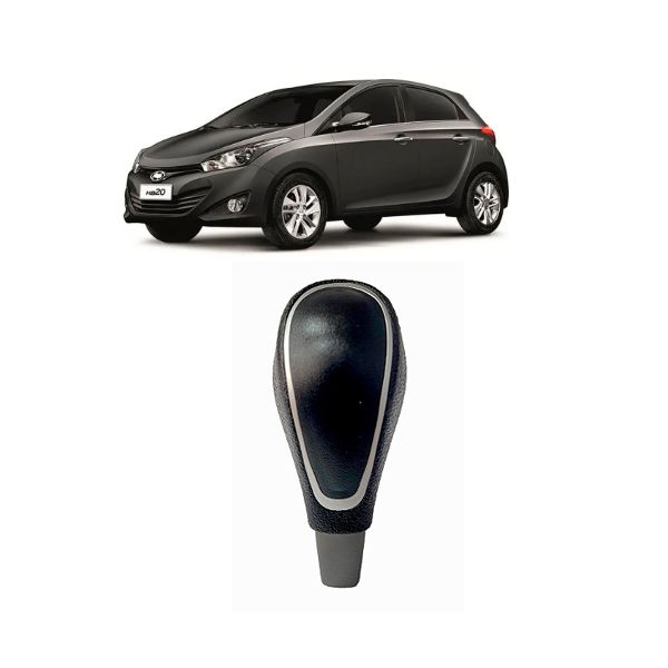 Manopla De Câmbio Automático Hb-20 e Hb-20s 2012 Em Diante Preto Com Aro Cinza 