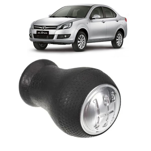Manopla De Câmbio Jac J-3 Cinza Com Tampa Cromado Encaixe de Rosca 
