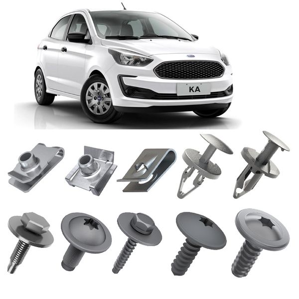 Kit de Fixação do Parachoque Dianteiro e Grade Ford Ka 2015 á 2019 C/ 53 Peças 