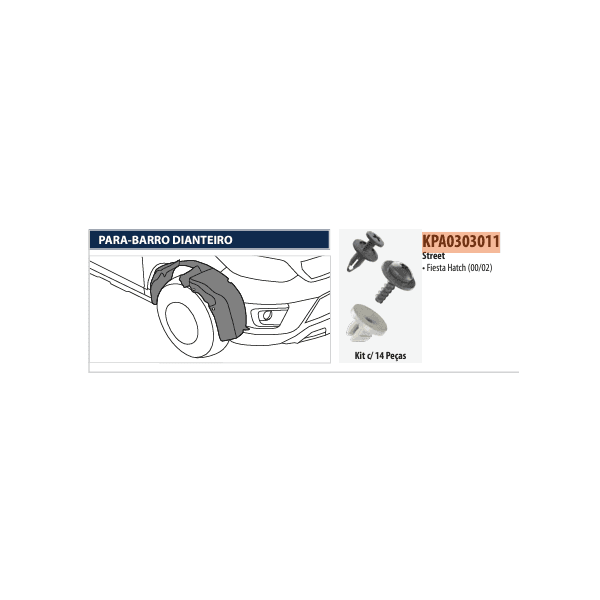 Kit de Fixação do Para Barro Dianteiro Fiesta 1996 á 2002 C/ 14 Peças 