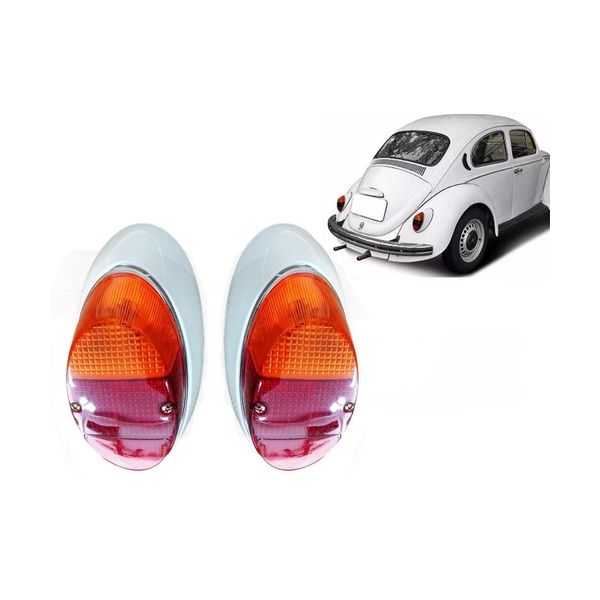 Lanterna Traseira Fusca 1200/1300 C/ Carcaça Tricolor 