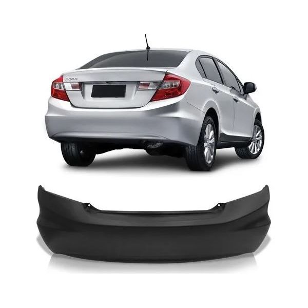 Parachoque Traseiro Honda Civic 2012 á 2016 S/ Furo do Sensor Preto Liso 